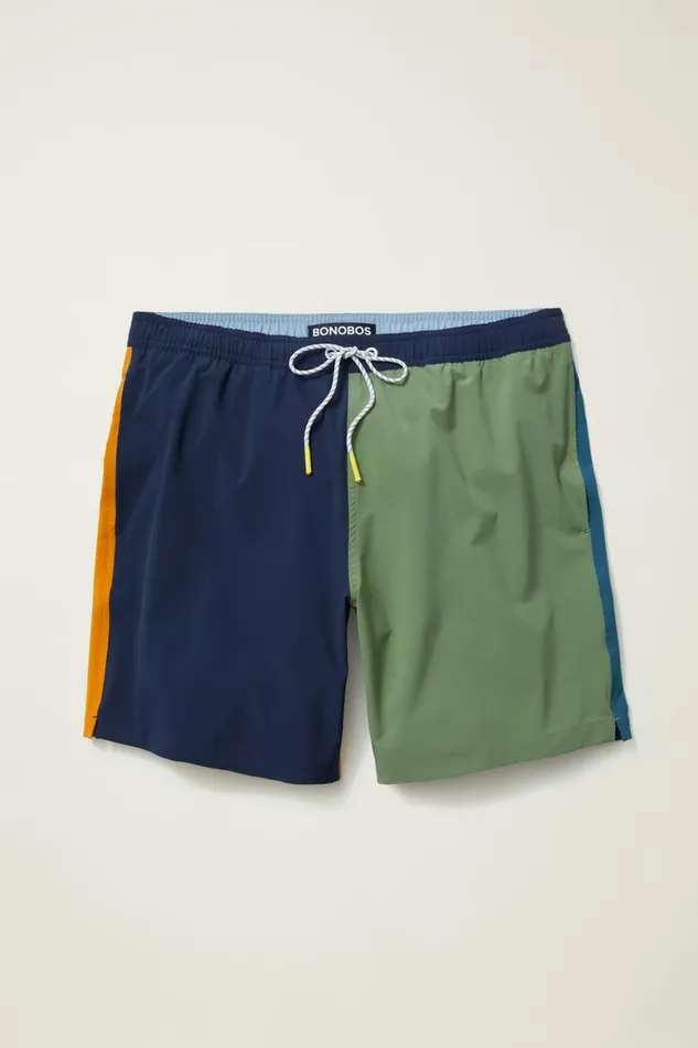 Men Riviera Recycled Swim Trunks Multi Color Blocked Bonobos Swim Trunks