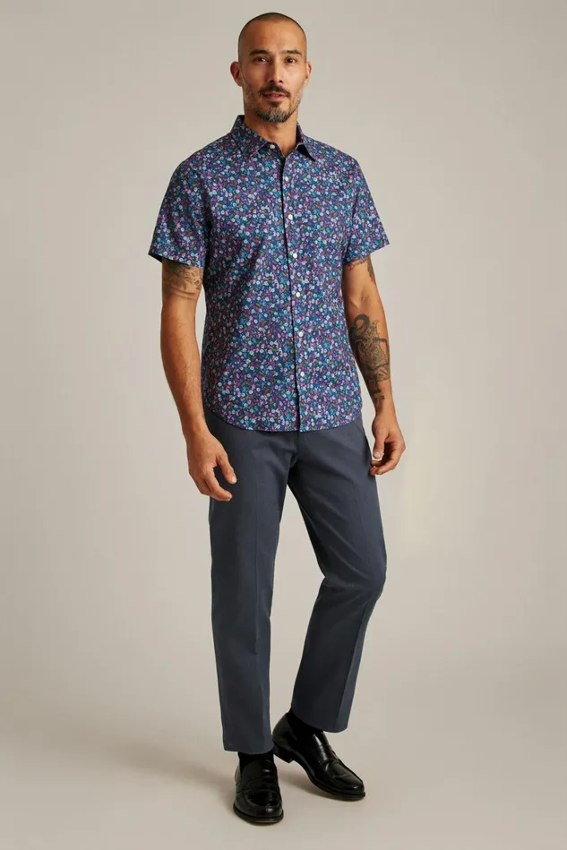 Men Riviera Short Sleeve Shirt Froggy Floral Bonobos Casual Shirts