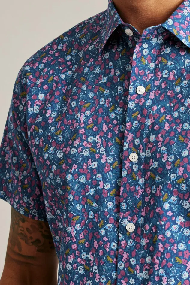 Men Riviera Short Sleeve Shirt Froggy Floral Bonobos Casual Shirts