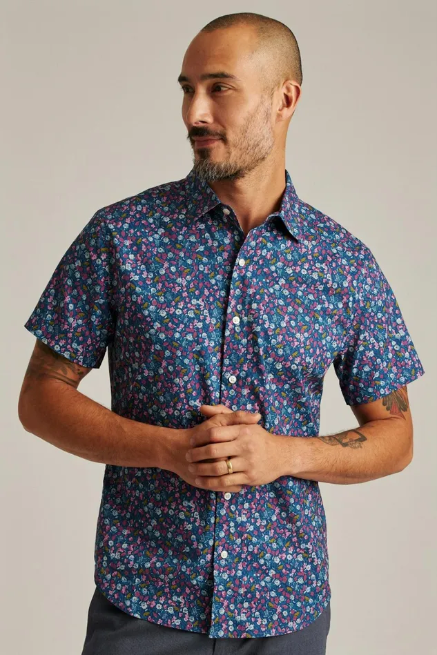 Men Riviera Short Sleeve Shirt Froggy Floral Bonobos Casual Shirts