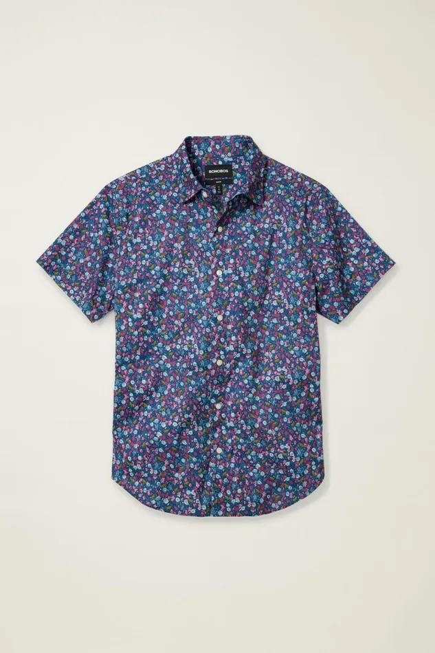 Men Riviera Short Sleeve Shirt Froggy Floral Bonobos Casual Shirts