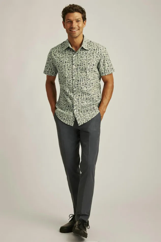 Men Riviera Short Sleeve Shirt Moss Hops Bonobos Casual Shirts