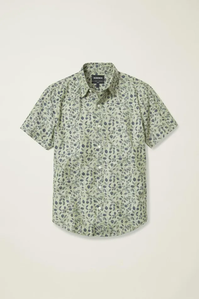 Men Riviera Short Sleeve Shirt Moss Hops Bonobos Casual Shirts