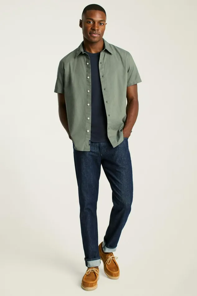 Men Riviera Short Sleeve Shirt Olive Oxford Bonobos Casual Shirts