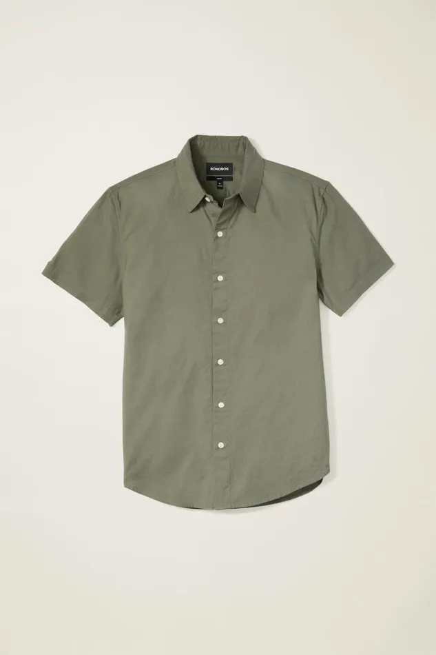 Men Riviera Short Sleeve Shirt Olive Oxford Bonobos Casual Shirts