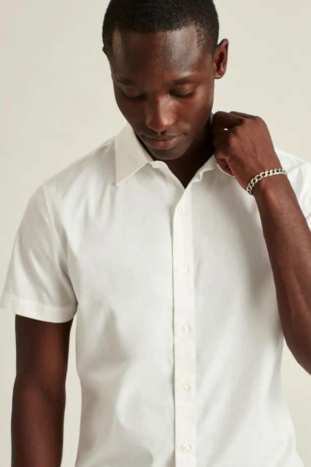 Men Riviera Short Sleeve Shirt Solid White Bonobos Casual Shirts