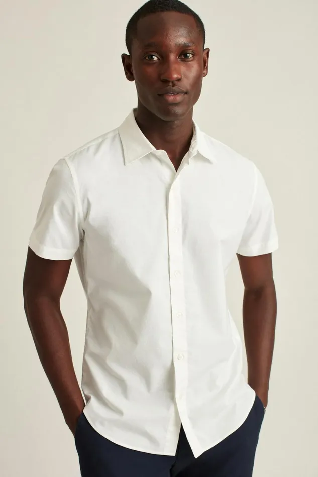 Men Riviera Short Sleeve Shirt Solid White Bonobos Casual Shirts