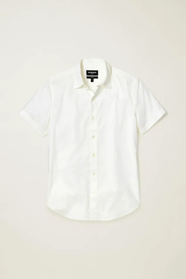 Men Riviera Short Sleeve Shirt Solid White Bonobos Casual Shirts