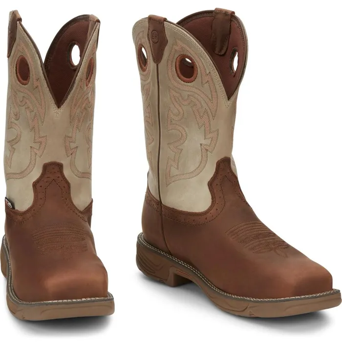 MEN Rush 11034 Waterproof Nano Comp Toe Rust Justin Boots Work