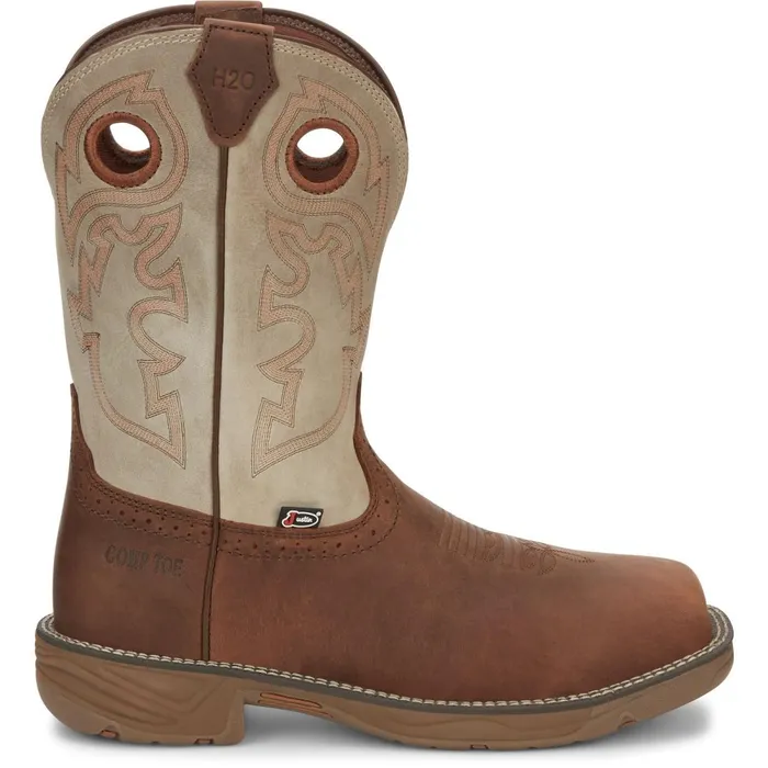 MEN Rush 11034 Waterproof Nano Comp Toe Rust Justin Boots Work