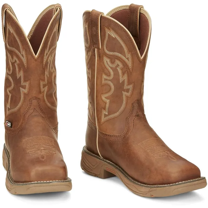 MEN Rush 11034 Waterproof Steel Toe Saddle Justin Boots Work