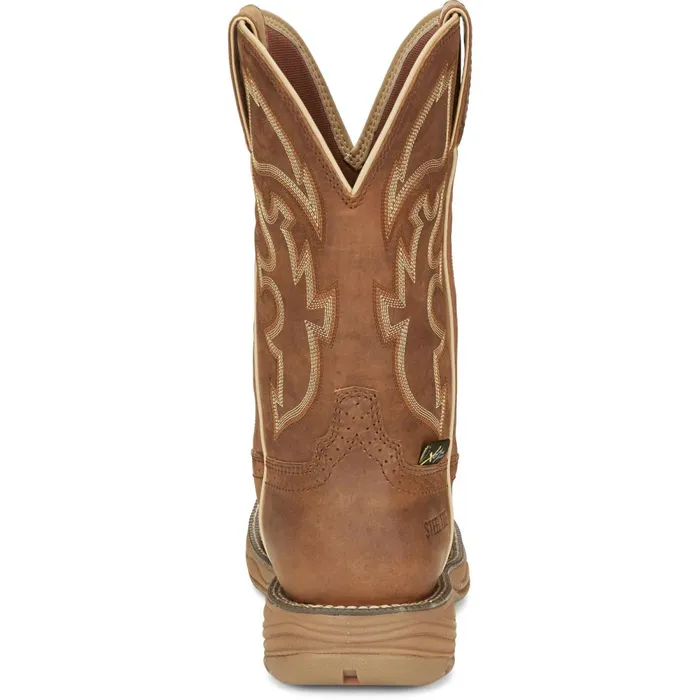 MEN Rush 11034 Waterproof Steel Toe Saddle Justin Boots Work