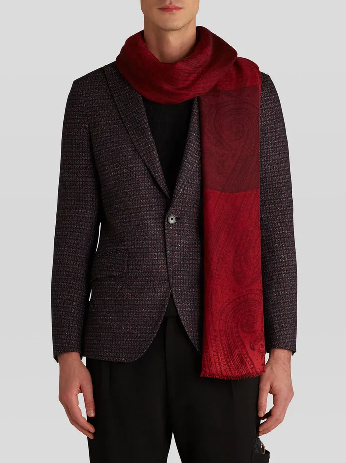 Men Scarf With Paisley Imprint Etro Scarves