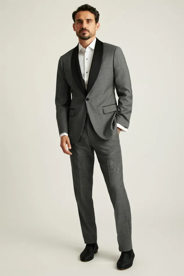 Men Shawl Collar Tuxedo Jacket Grey Sharkskin Bonobos Tuxedos