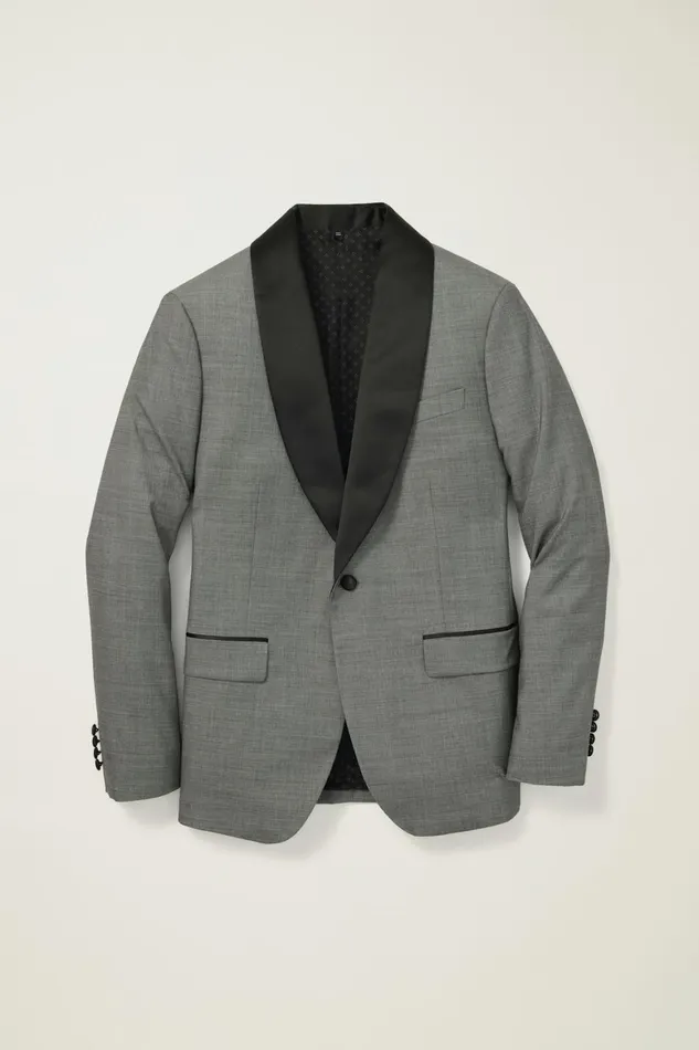 Men Shawl Collar Tuxedo Jacket Grey Sharkskin Bonobos Tuxedos