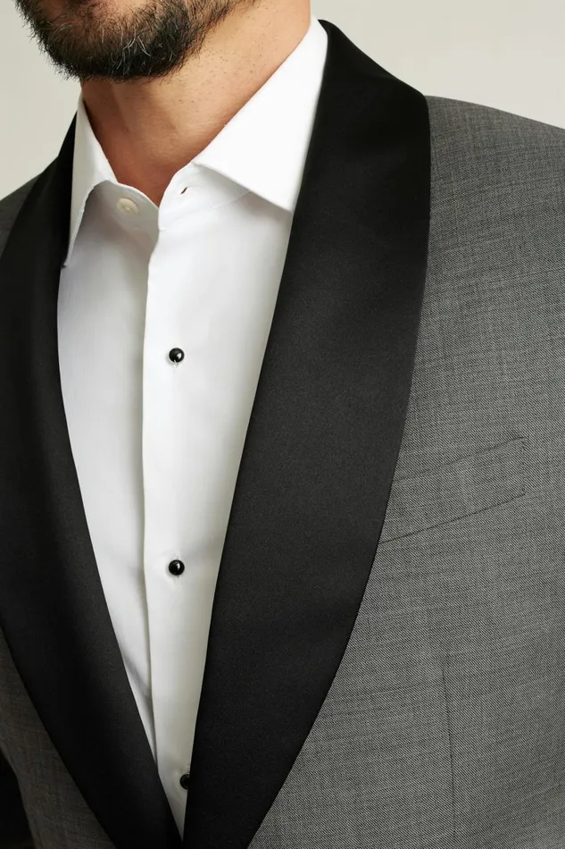 Men Shawl Collar Tuxedo Jacket Grey Sharkskin Bonobos Tuxedos