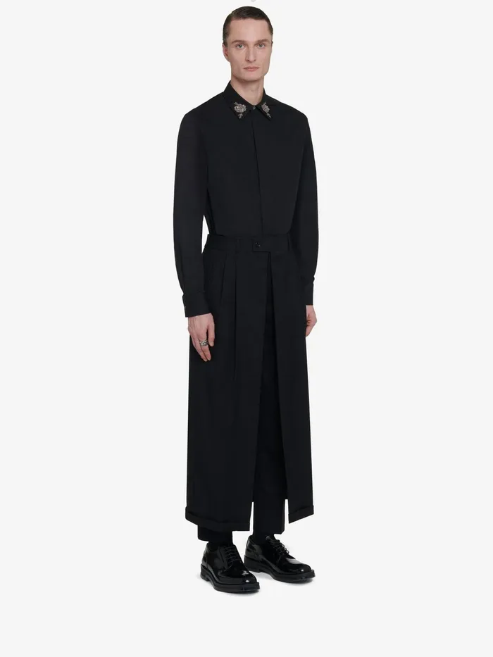 Men Shirts Alexander McQueen Embroidered Collar Shirt Black