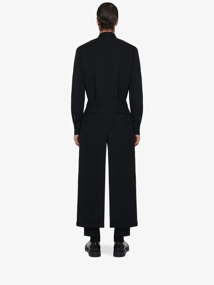 Men Shirts Alexander McQueen Embroidered Collar Shirt Black
