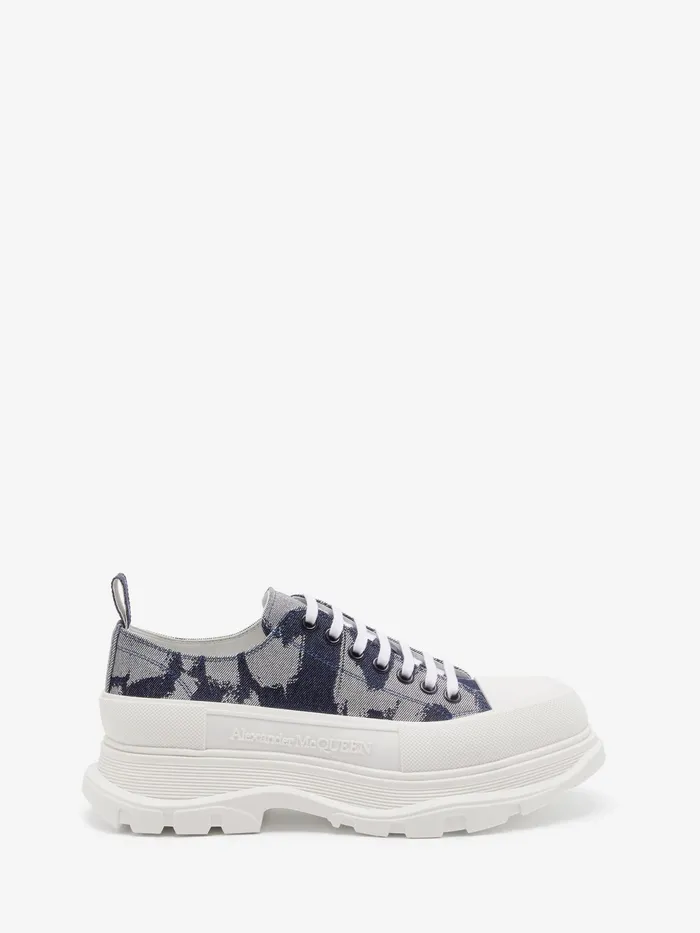 Men Sneakers Alexander McQueen Tread Slick Lace Up Indigooff White