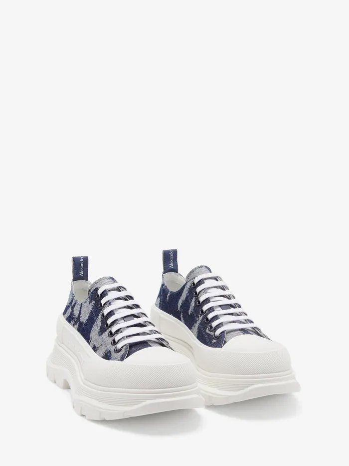 Men Sneakers Alexander McQueen Tread Slick Lace Up Indigooff White