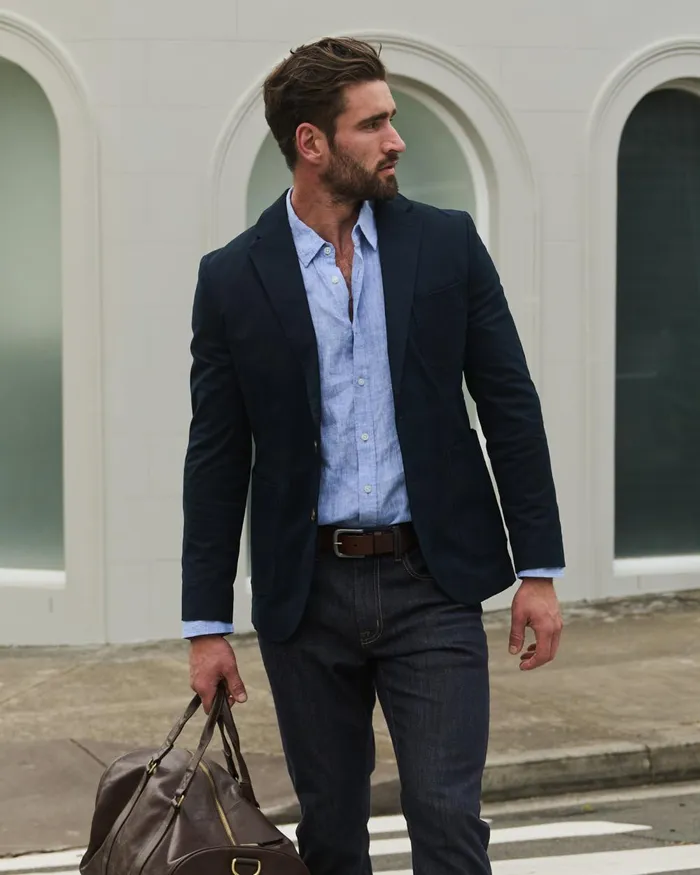 Men Sportscraft Jackets and Blazers Barton Sports Jacket Navy