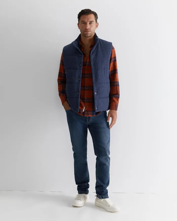 Men Sportscraft Jackets and Blazers Owen Quilted Vest Navy