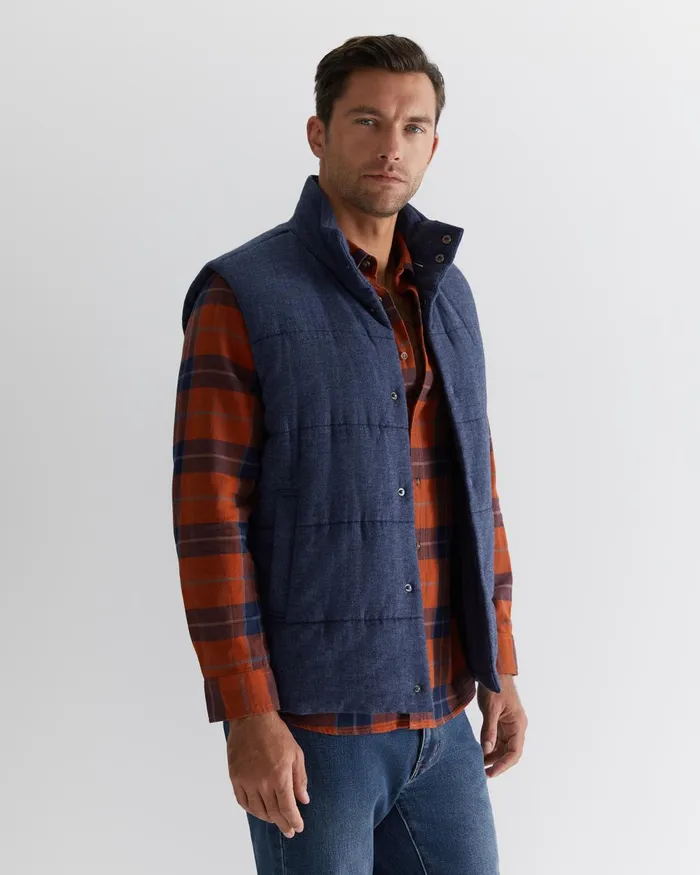 Men Sportscraft Jackets and Blazers Owen Quilted Vest Navy