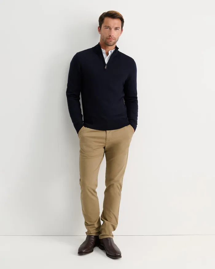 Men Sportscraft Knitwear Henry Merino Quarter Zip Knit Navy