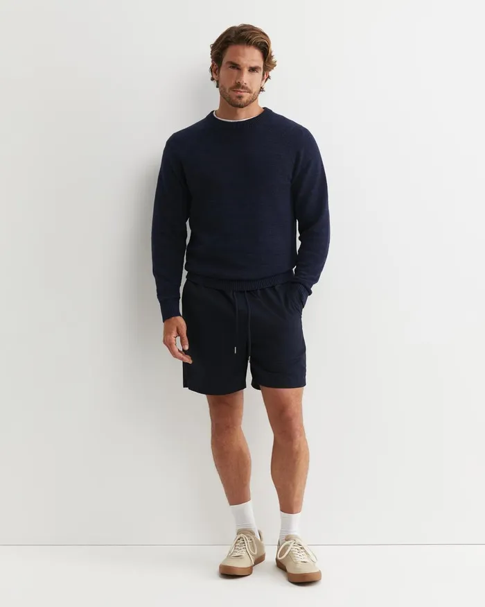 Men Sportscraft Knitwear Riley Raglan Crew Neck Knit Navy