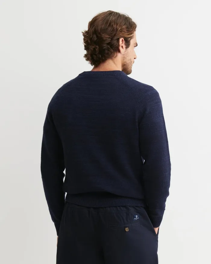 Men Sportscraft Knitwear Riley Raglan Crew Neck Knit Navy