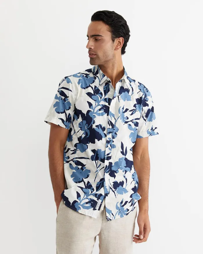 Men Sportscraft Shirts Dyer Short Sleeve Shirt Blue Multi