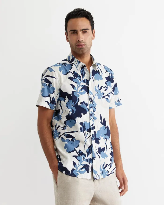 Men Sportscraft Shirts Dyer Short Sleeve Shirt Blue Multi
