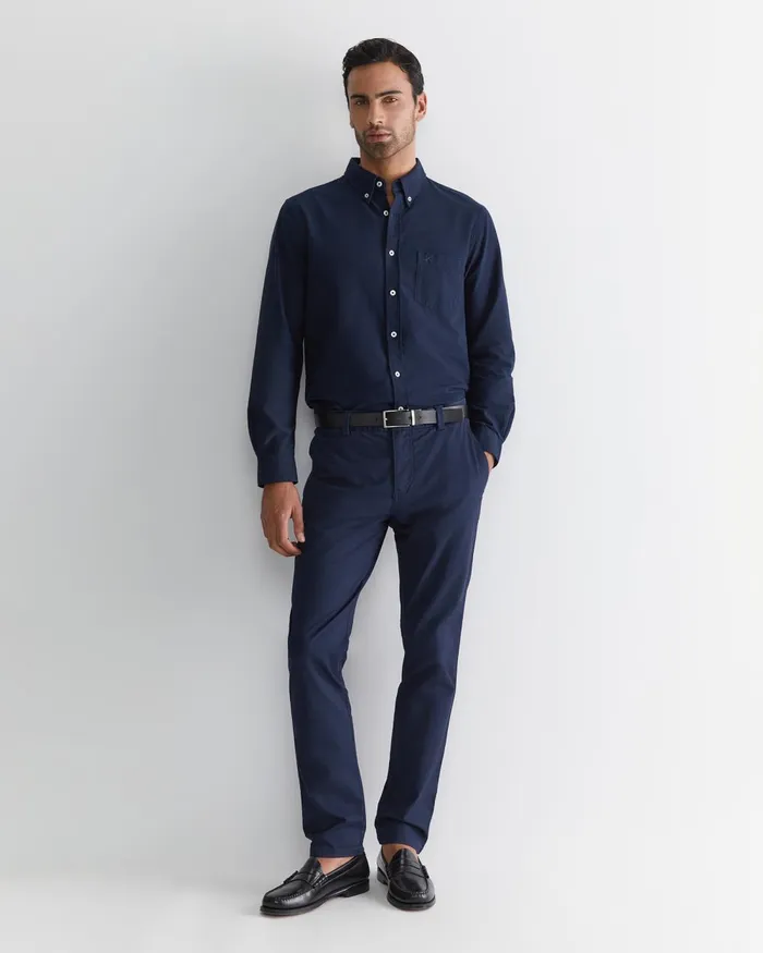 Men Sportscraft Shirts Oxford Long Sleeve Shirt Classic Navy