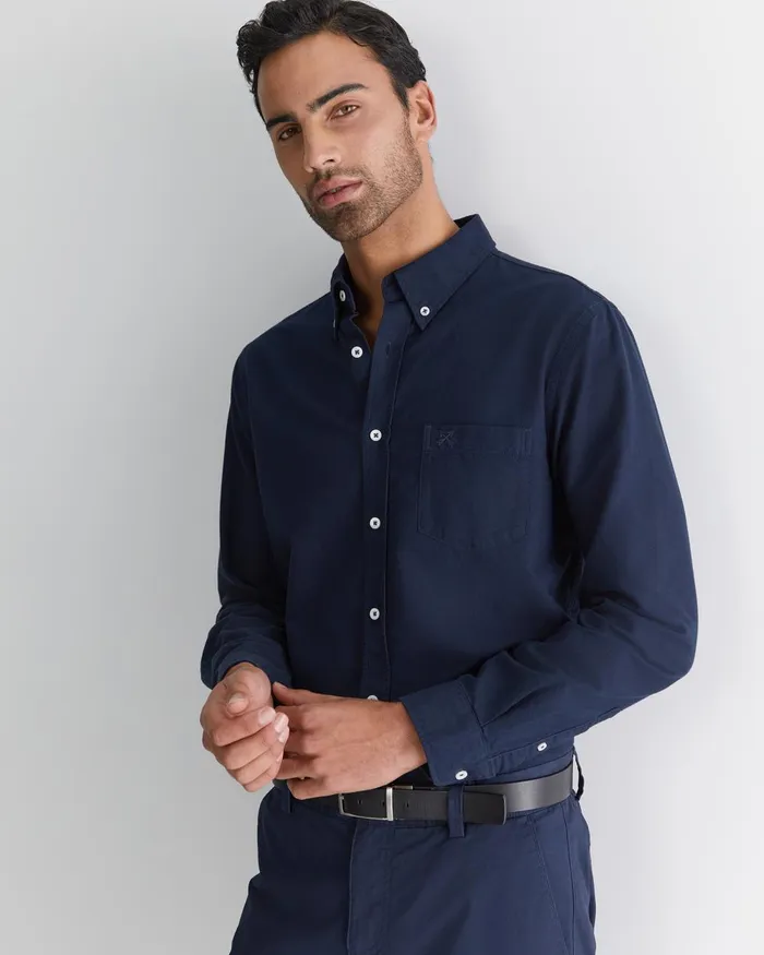 Men Sportscraft Shirts Oxford Long Sleeve Shirt Classic Navy