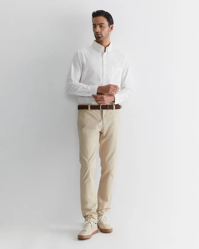 Men Sportscraft Shirts Oxford Long Sleeve Shirt White