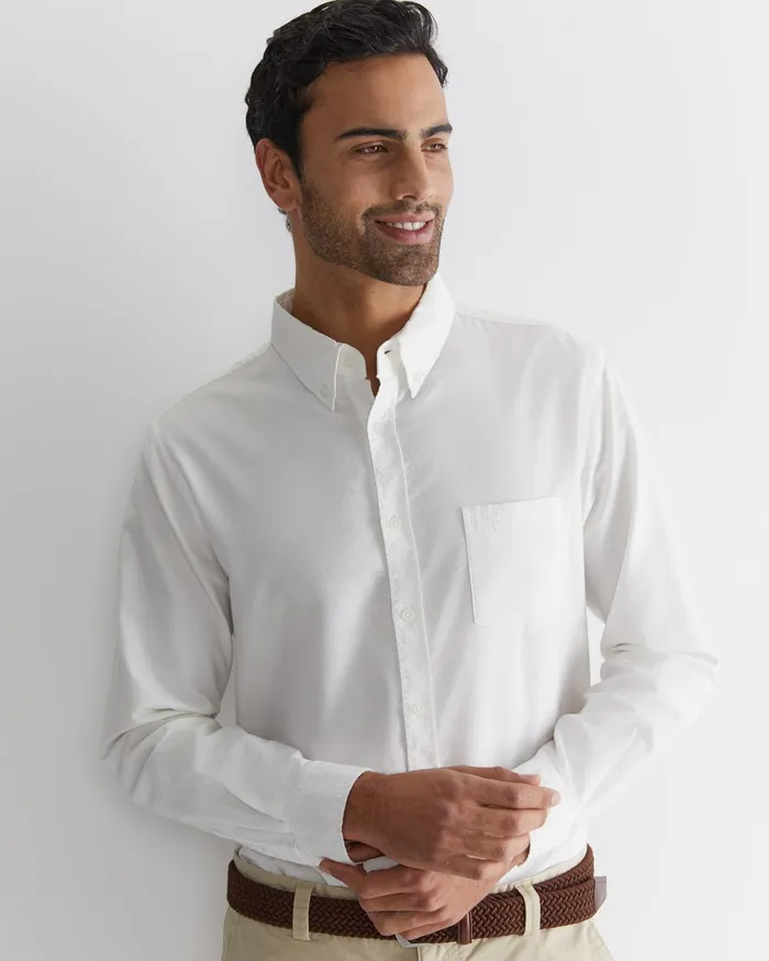 Men Sportscraft Shirts Oxford Long Sleeve Shirt White