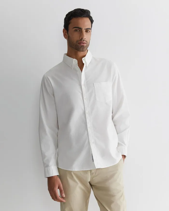 Men Sportscraft Shirts Oxford Long Sleeve Shirt White