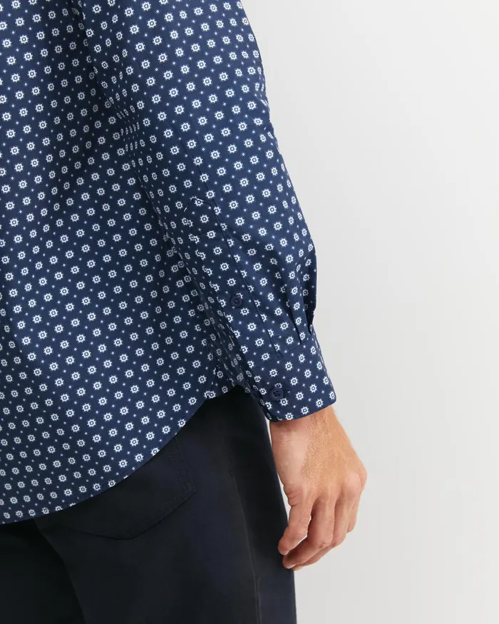 Men Sportscraft Shirts William Long Sleeve Print Shirt Navy