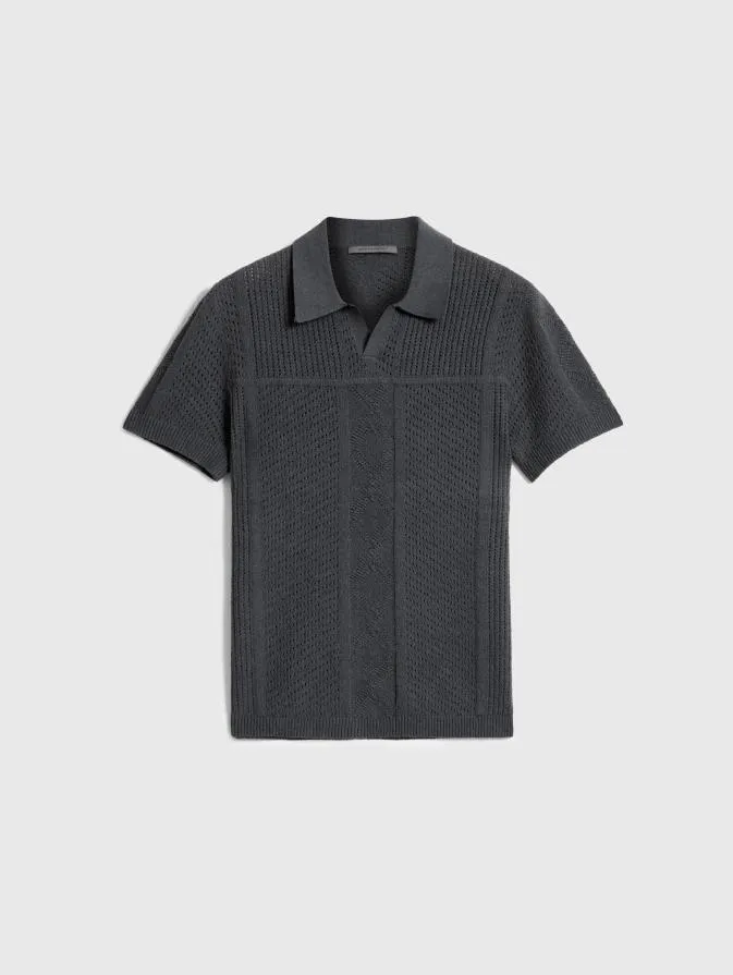 Men Sweaters John Varvatos THEO POLO Dk Steel Htr