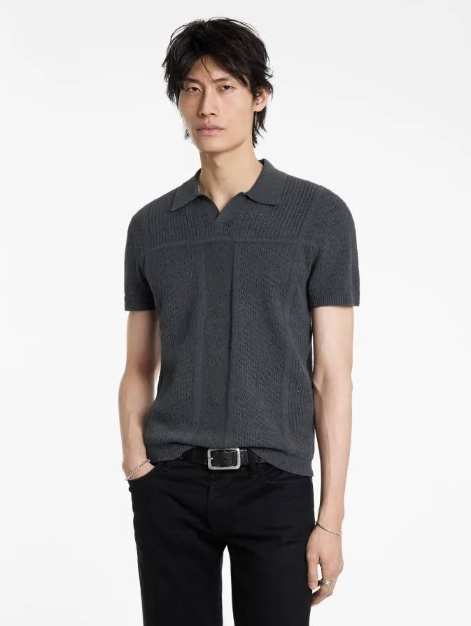 Men Sweaters John Varvatos THEO POLO Dk Steel Htr
