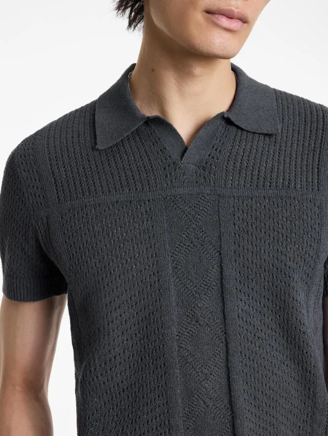 Men Sweaters John Varvatos THEO POLO Dk Steel Htr