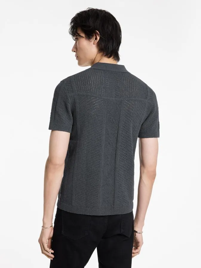Men Sweaters John Varvatos THEO POLO Dk Steel Htr