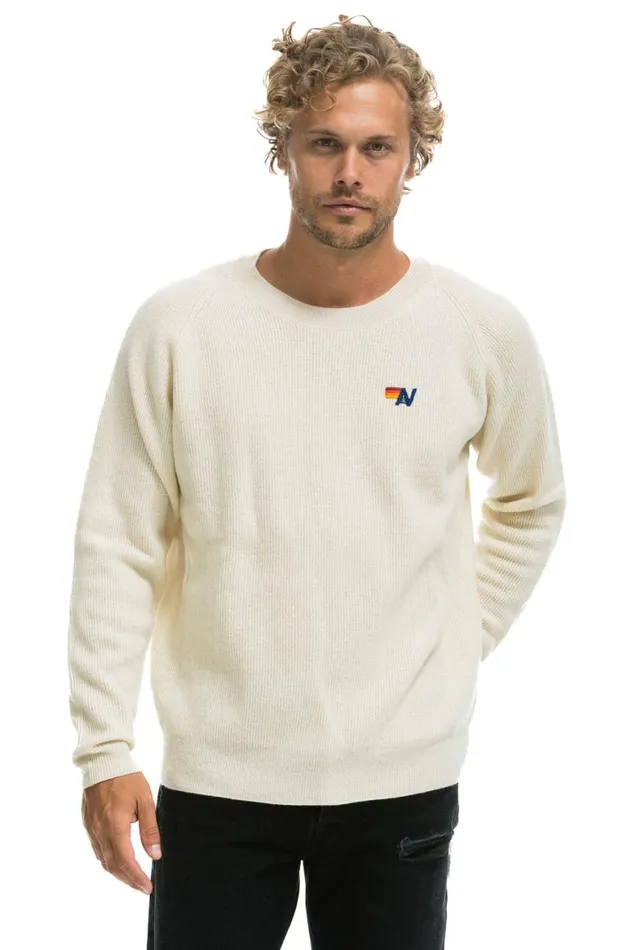 Men Sweatshirts Aviator Nation Vintage Cabin 2 Unisex Cashmere Sweater 8211 Vintage White