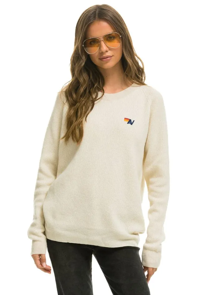 Men Sweatshirts Aviator Nation Vintage Cabin 2 Unisex Cashmere Sweater 8211 Vintage White