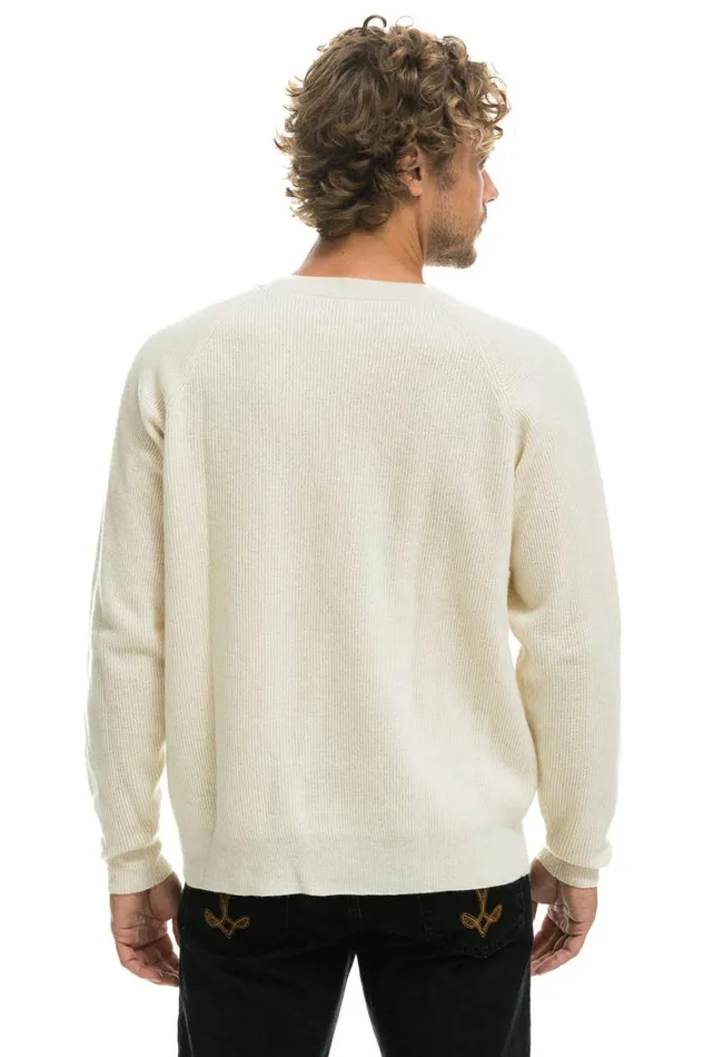 Men Sweatshirts Aviator Nation Vintage Cabin 2 Unisex Cashmere Sweater 8211 Vintage White