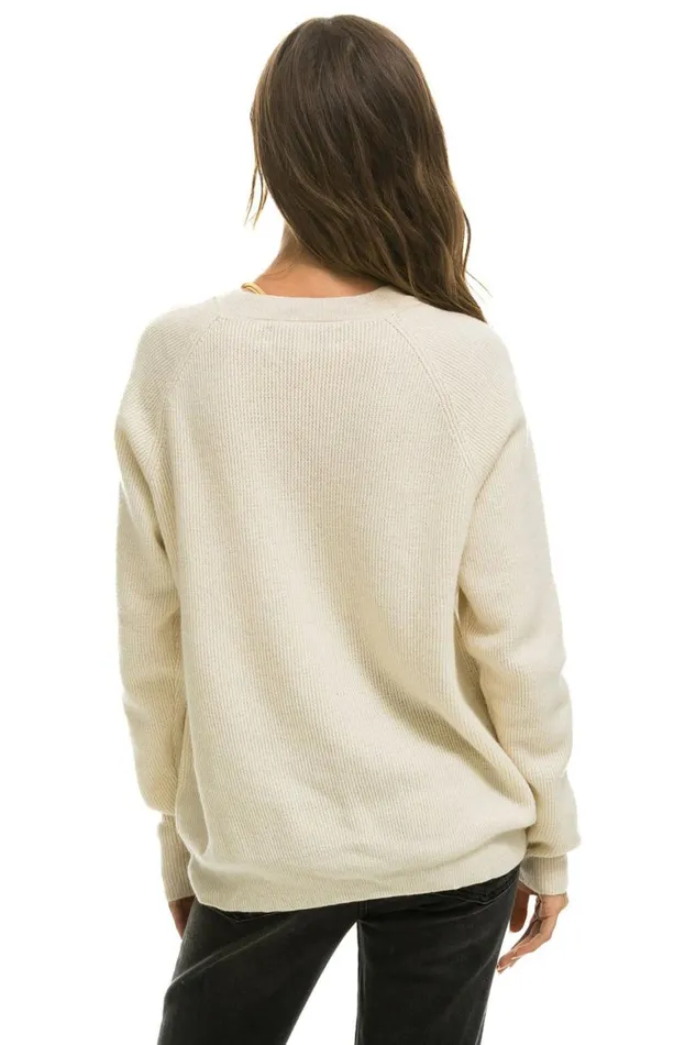 Men Sweatshirts Aviator Nation Vintage Cabin 2 Unisex Cashmere Sweater 8211 Vintage White
