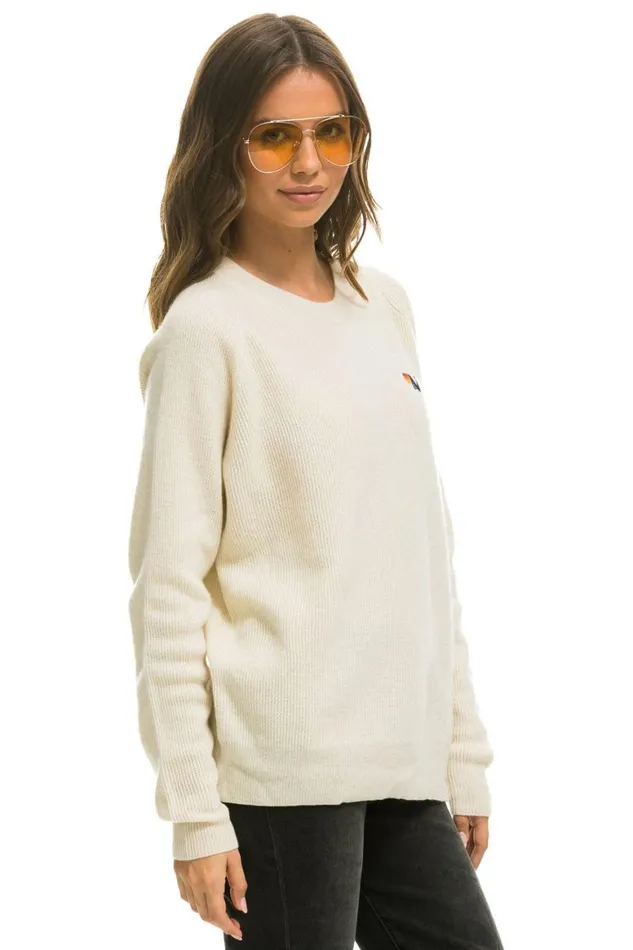 Men Sweatshirts Aviator Nation Vintage Cabin 2 Unisex Cashmere Sweater 8211 Vintage White