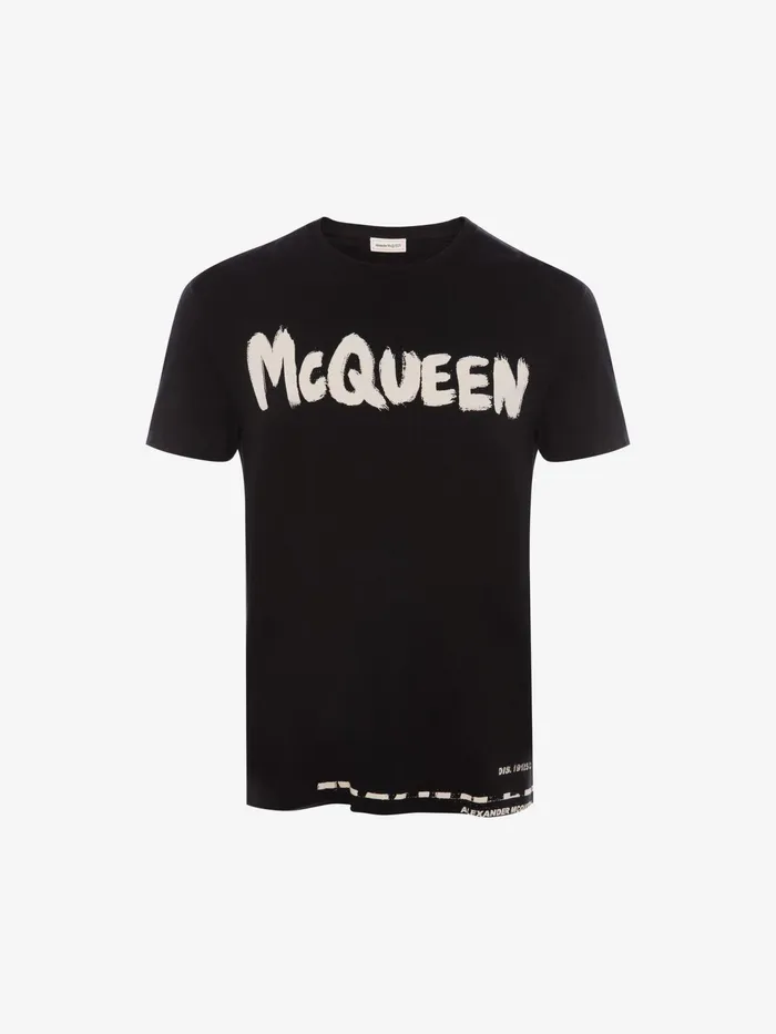 Men TShirts And Sweatshirts Alexander McQueen Mcqueen Graffiti TShirt Black
