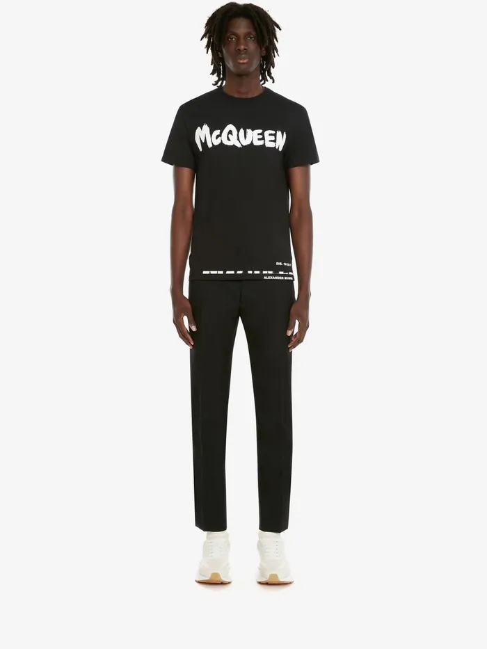 Men TShirts And Sweatshirts Alexander McQueen Mcqueen Graffiti TShirt Black