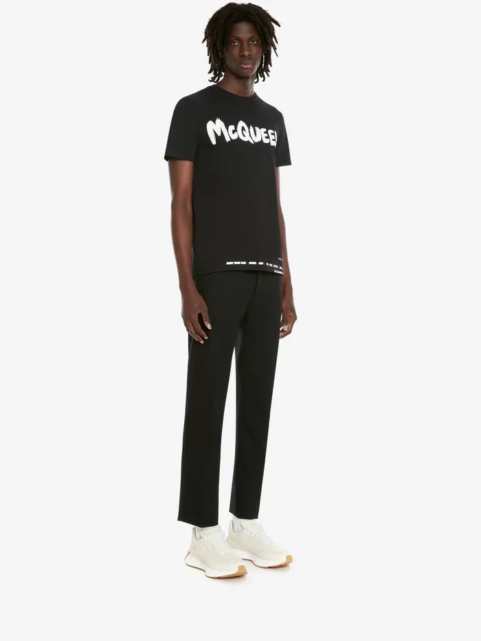 Men TShirts And Sweatshirts Alexander McQueen Mcqueen Graffiti TShirt Black